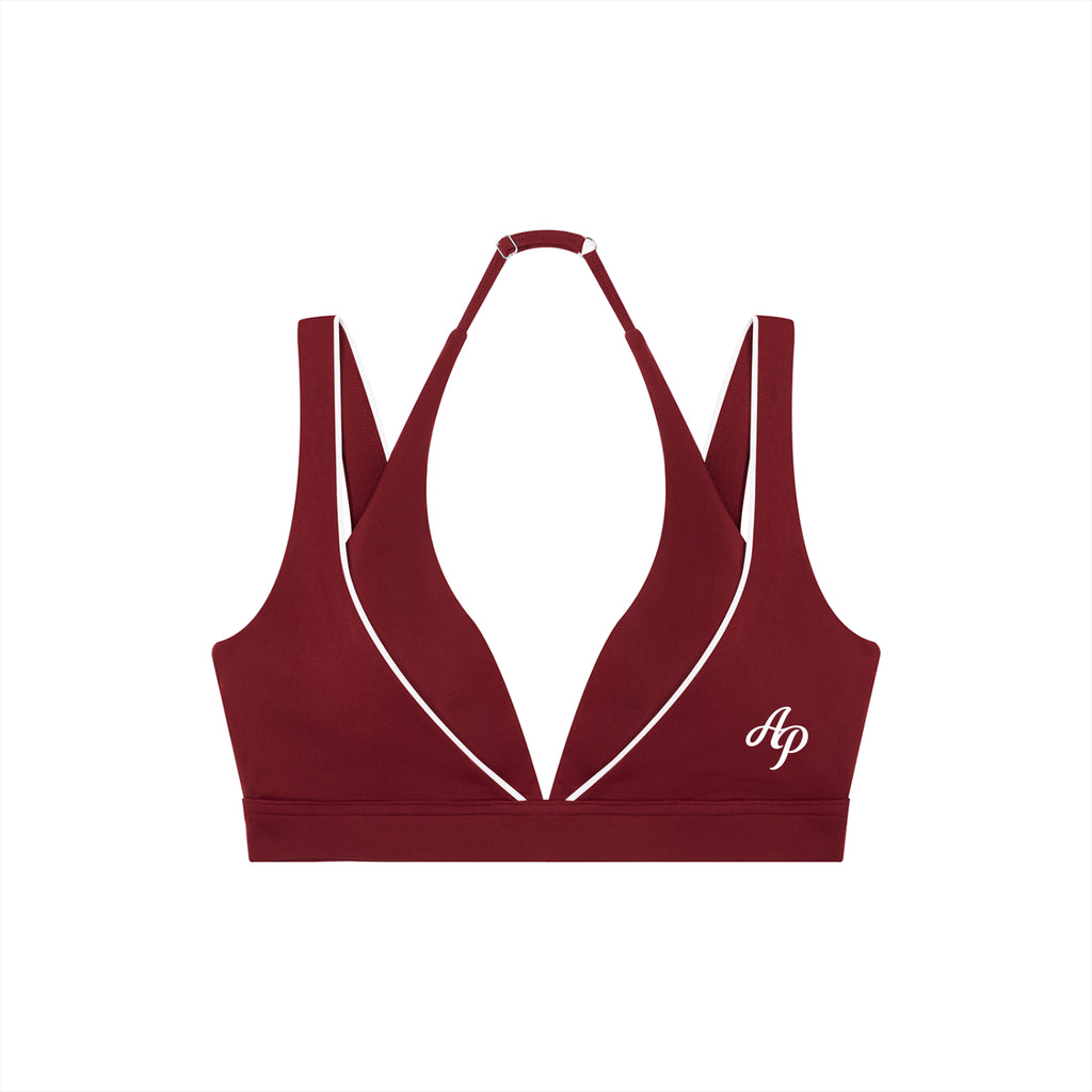 AP Halter Sports Bra- Beige/Wine