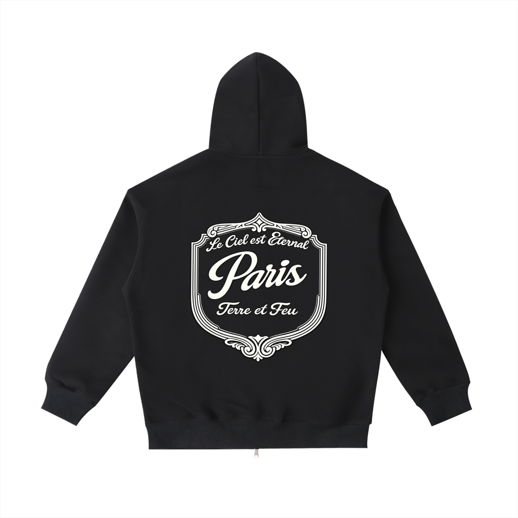 420 GSM Anges Paris Zip Heavyweight Pocket Hoodie