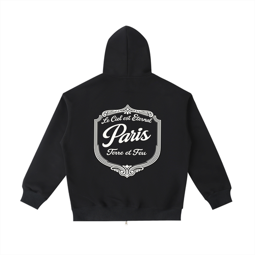 420 GSM Anges Paris Zip Heavyweight Pocket Hoodie