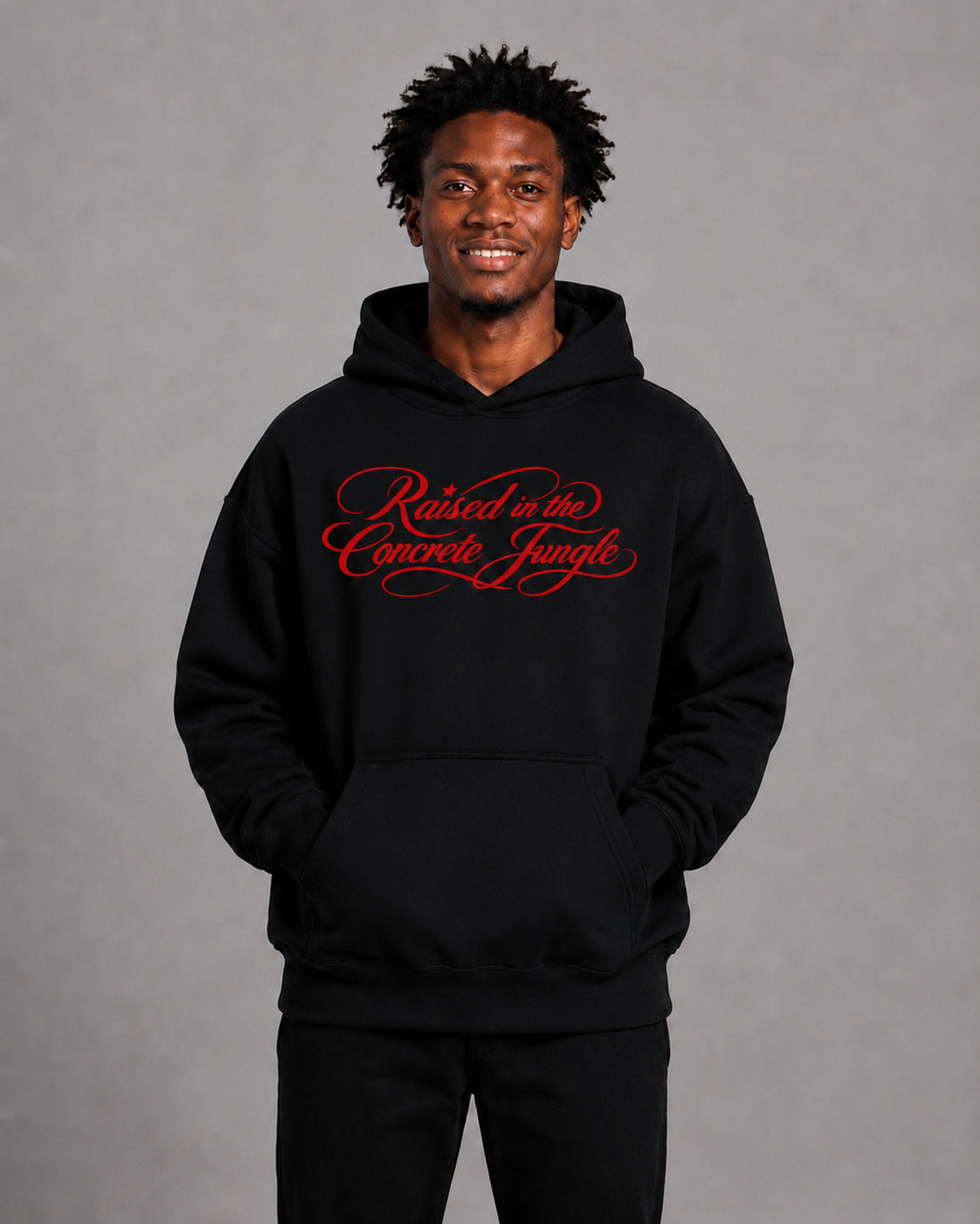 460 GSM Raised Script Kanji Heavyweight Fleece Hoodie