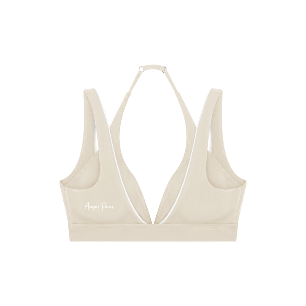 AP Halter Sports Bra- Beige/Wine