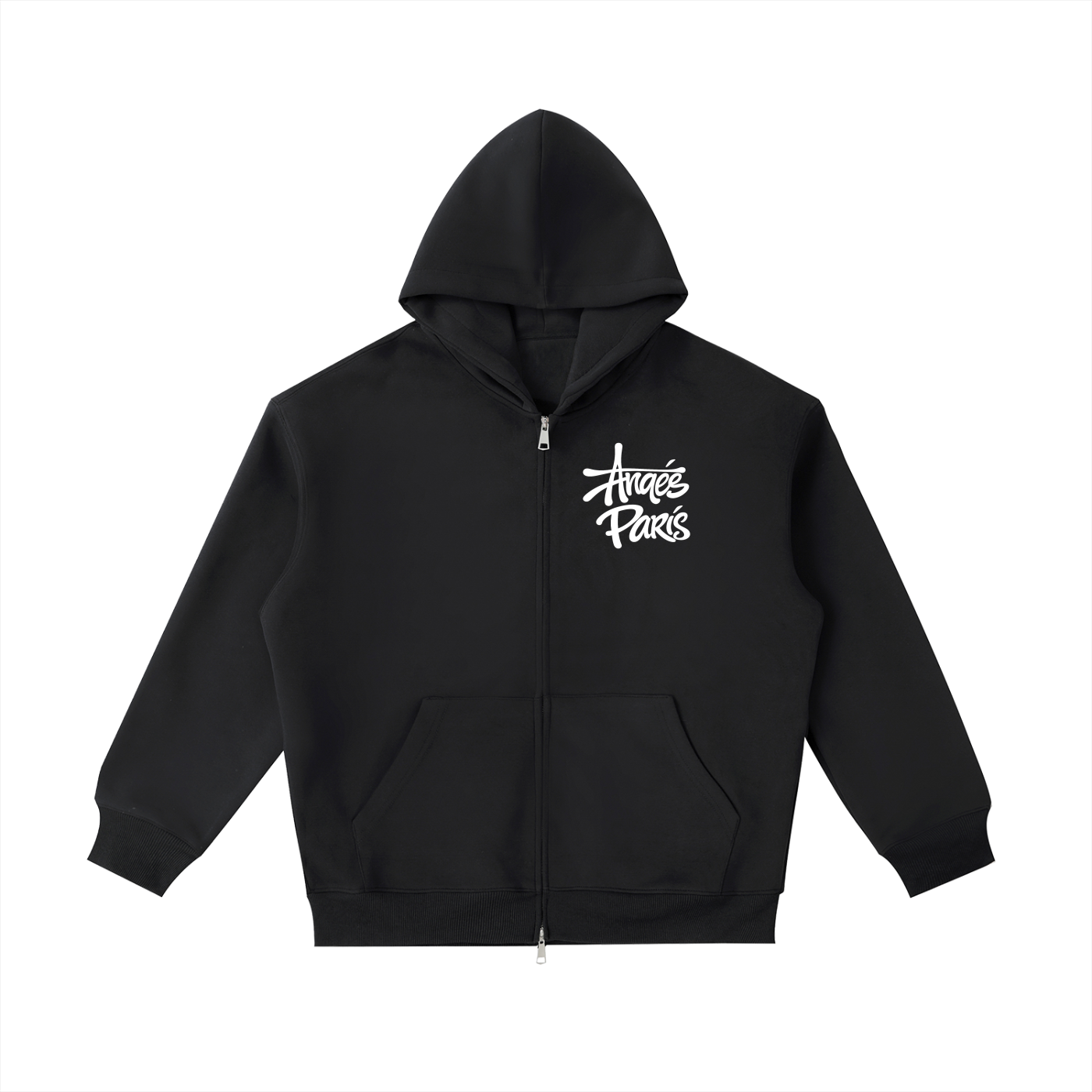 420 GSM Anges Paris Zip Heavyweight Pocket Hoodie