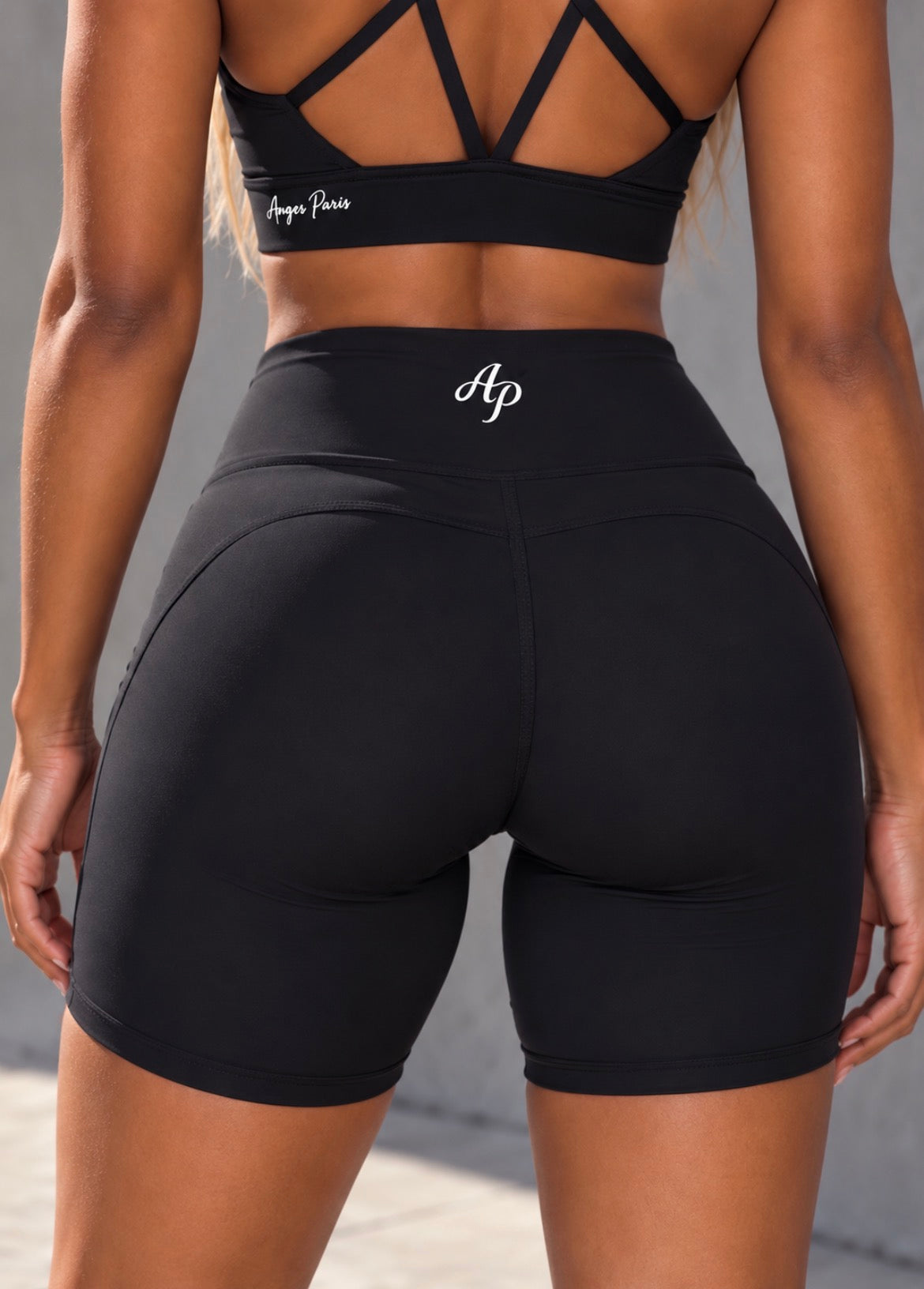 AP Lycra High Waisted Shorts- Black