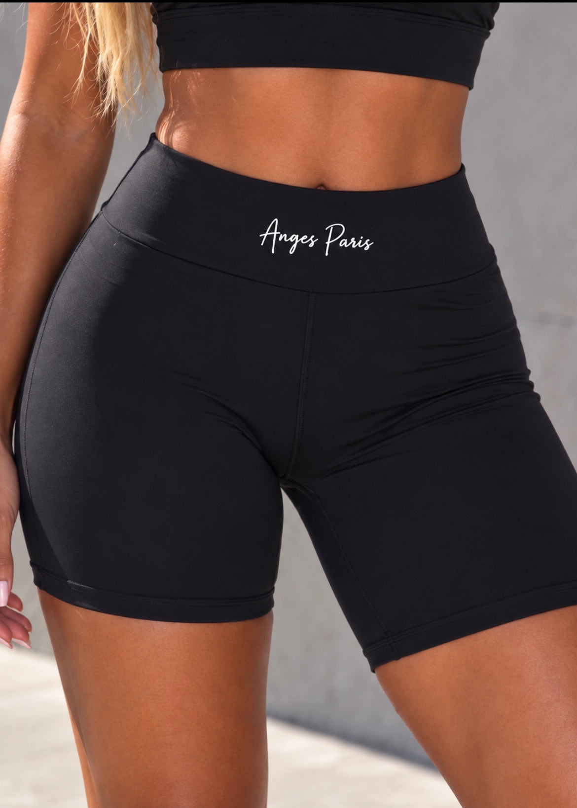 AP Lycra High Waisted Shorts- Black
