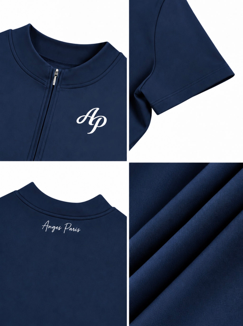 AP Quarter-Zip Romper- Navy