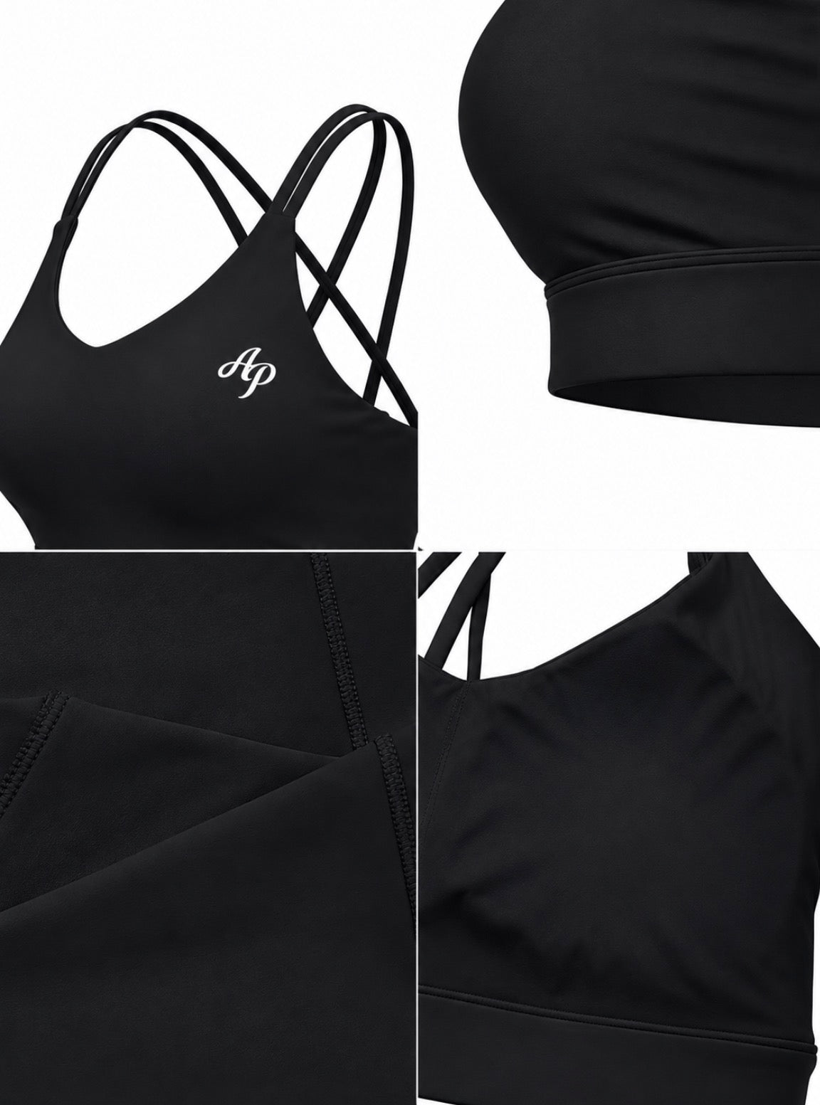 AP Lycra Cropped Sport Bra- Black