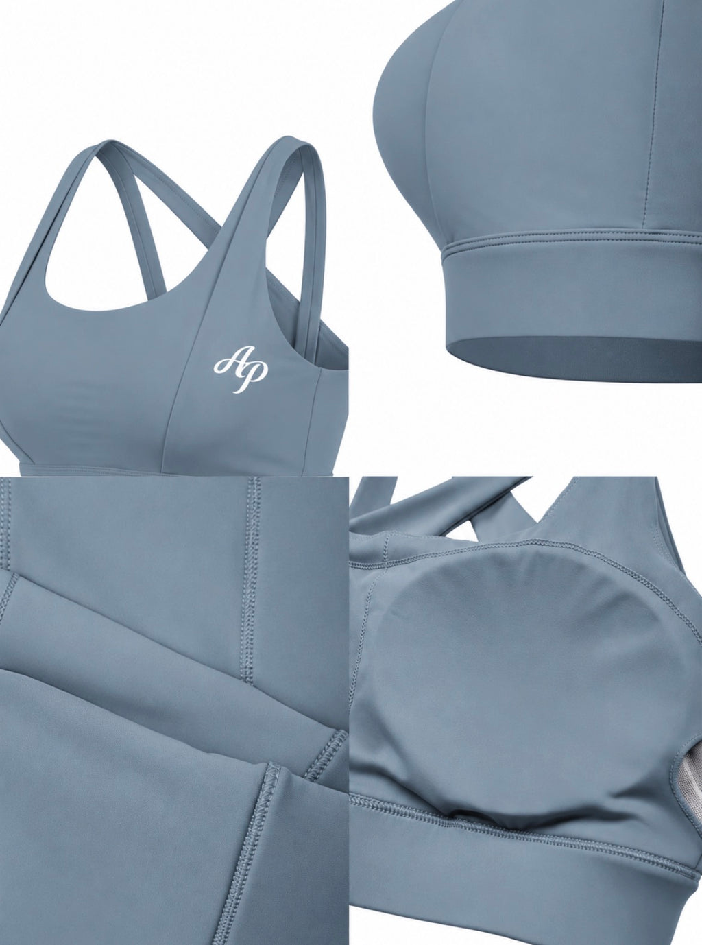 AP Cropped Sports Bra- Gray/Black