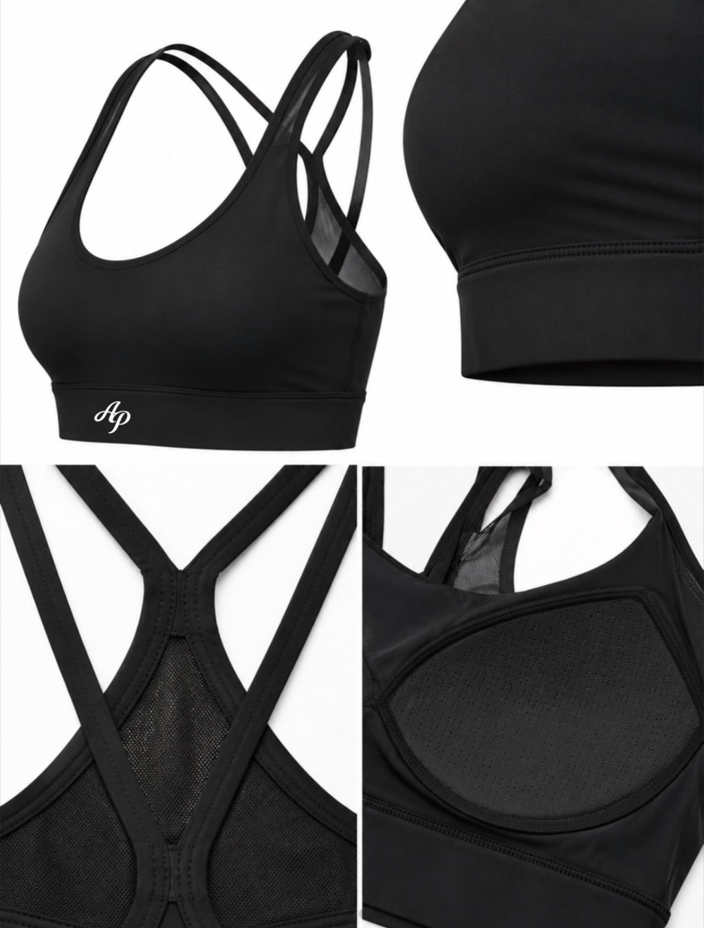 AP Cropped Sport Bra- Black