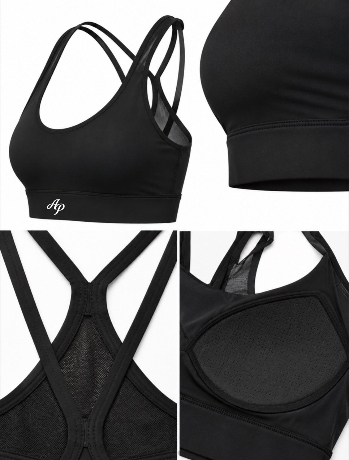 AP Cropped Sport Bra- Black