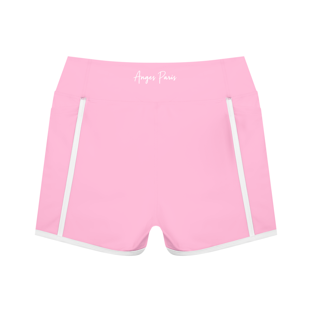 AP High Waisted Biker Shorts-Pink/Brown