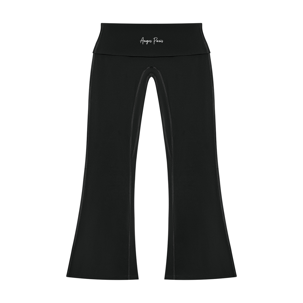 AP Fold-Over Flared Leggings-Coffee/Black