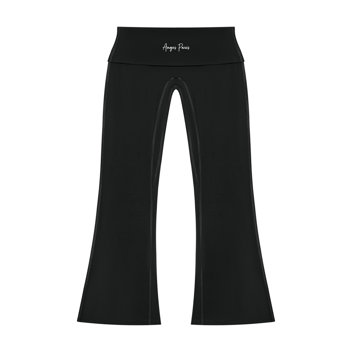AP Fold-Over Flared Leggings-Coffee/Black