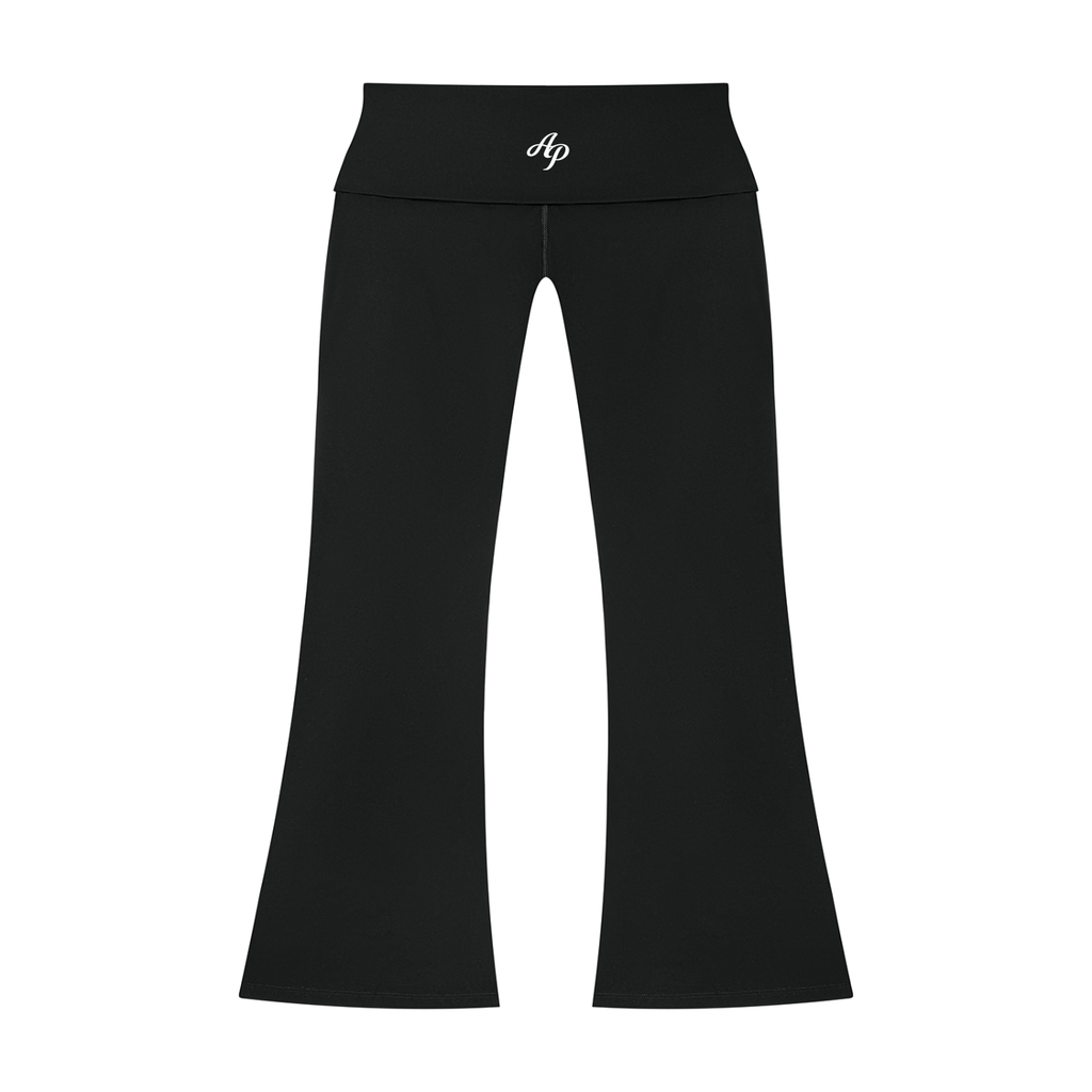 AP Fold-Over Flared Leggings-Coffee/Black
