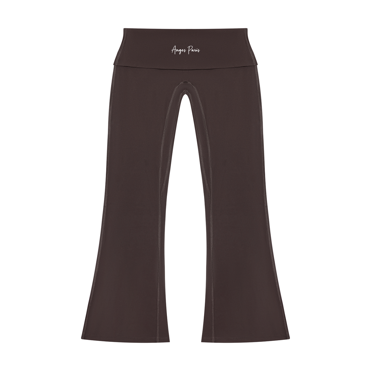 AP Fold-Over Flared Leggings-Coffee/Black