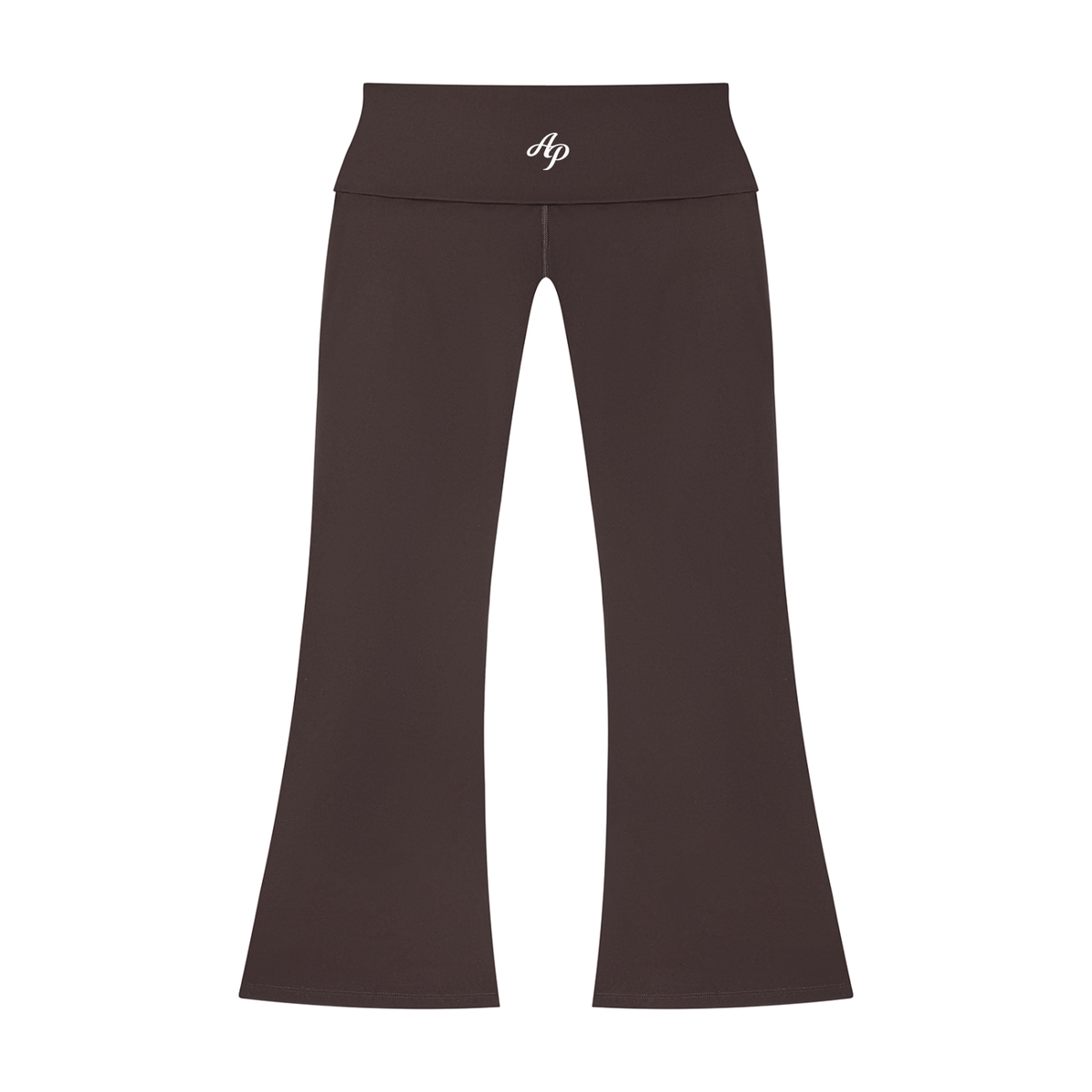 AP Fold-Over Flared Leggings-Coffee/Black