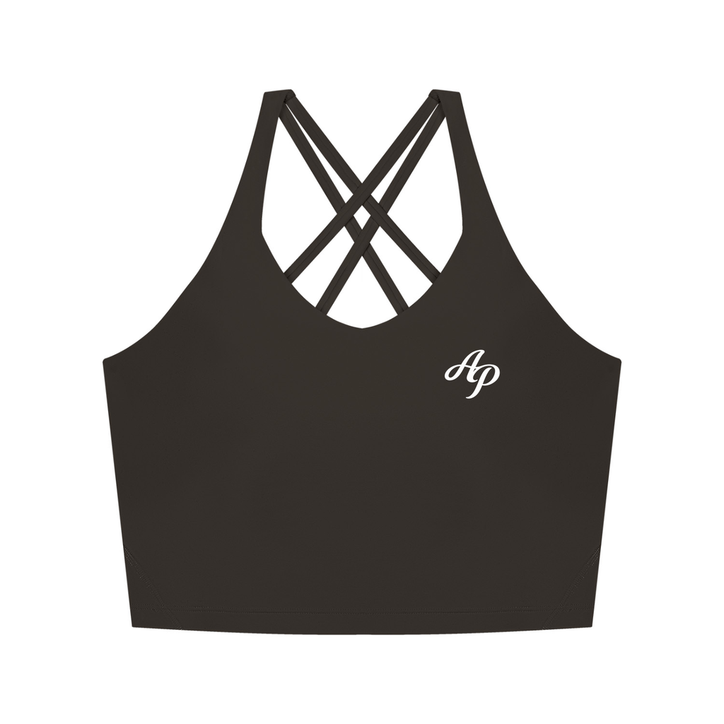 AP Cross Back Tank Top- Coffee/Black