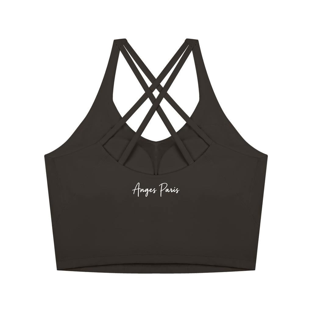 AP Cross Back Tank Top- Coffee/Black