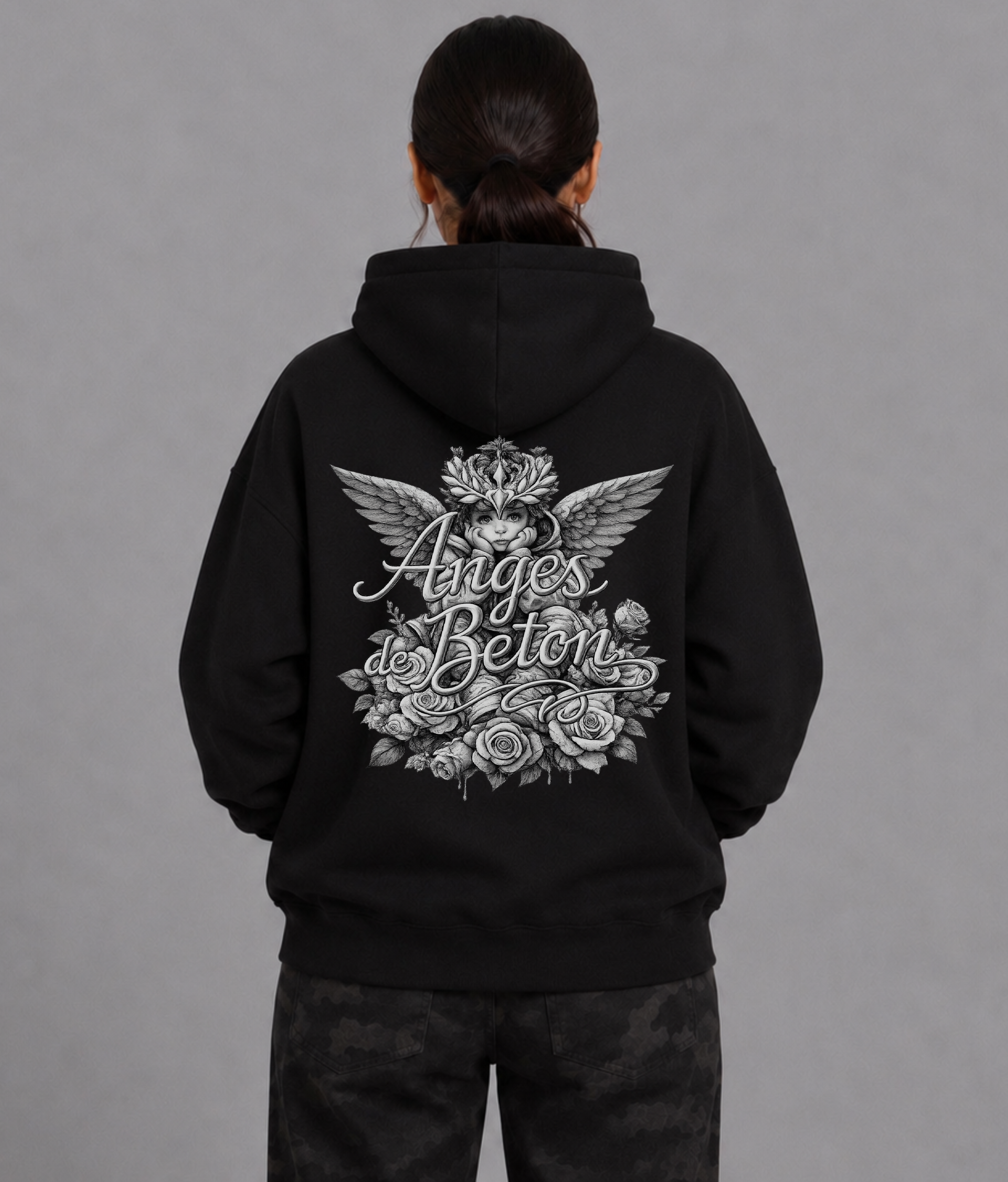 500 GSM Kanji Flight Anges Heavyweight Hoodie