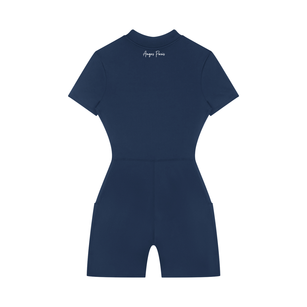 AP Quarter-Zip Romper- Navy