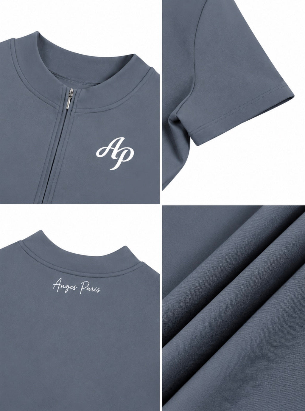 AP Quarter-Zip Romper- Gray/Black