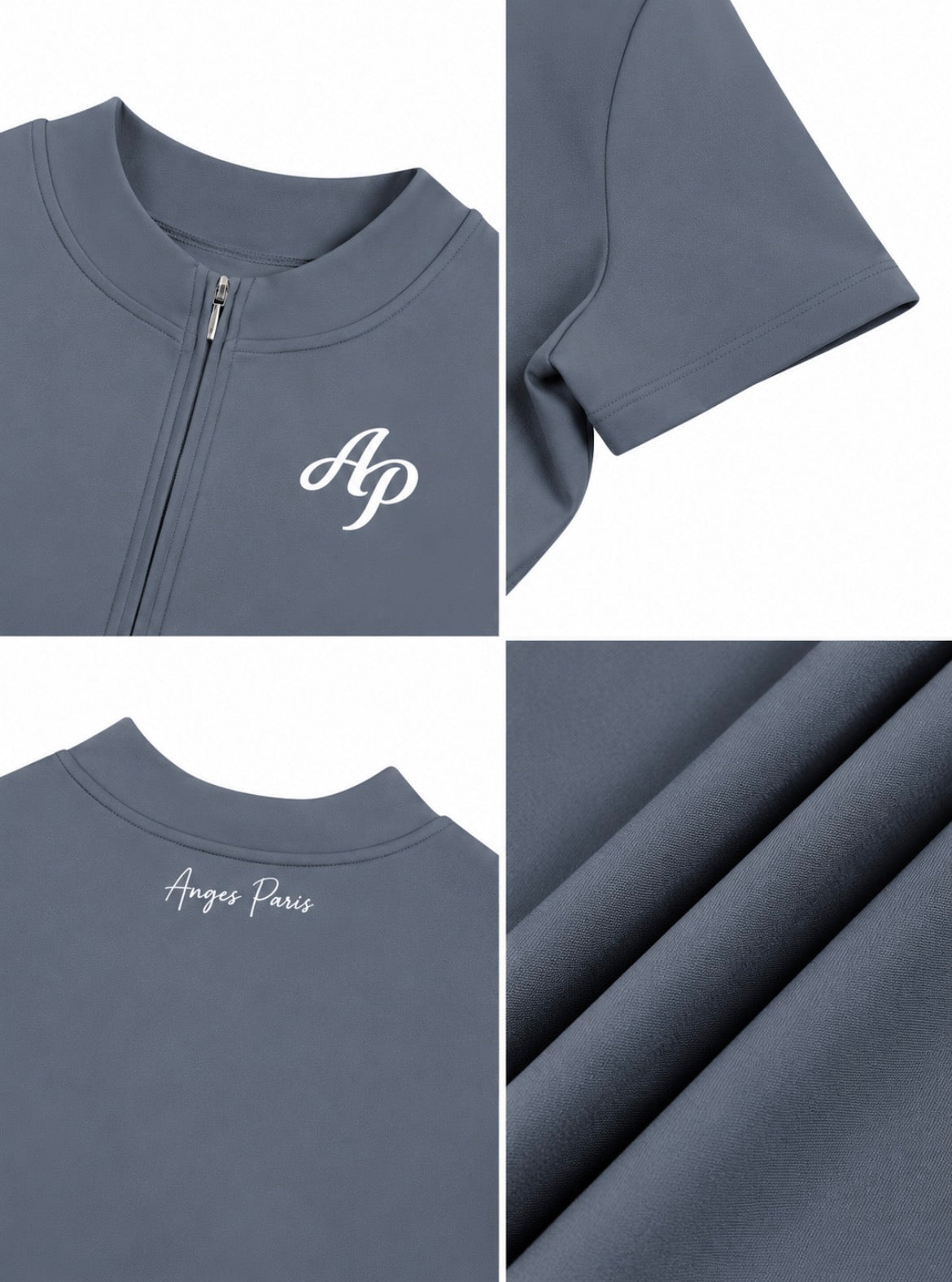 AP Quarter-Zip Romper- Gray/Black
