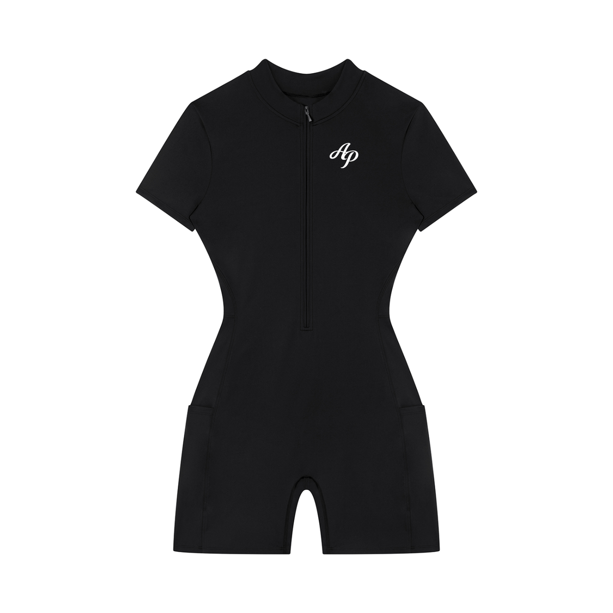 AP Quarter-Zip Romper- Gray/Black