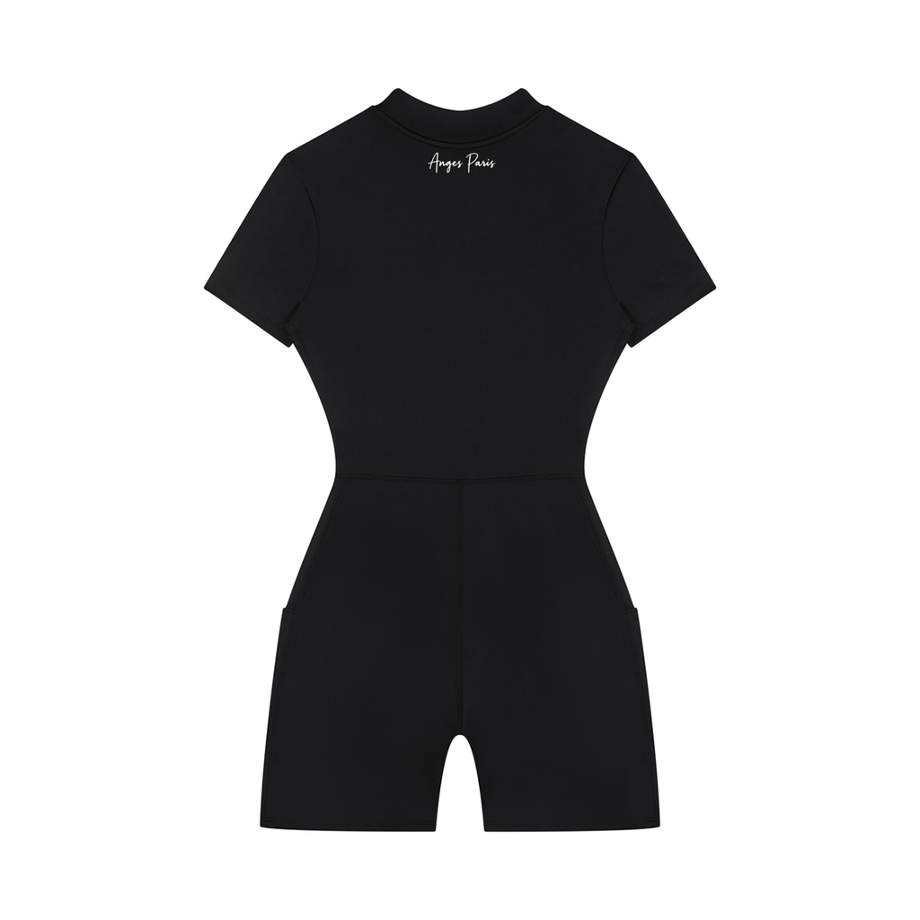 AP Quarter-Zip Romper- Gray/Black
