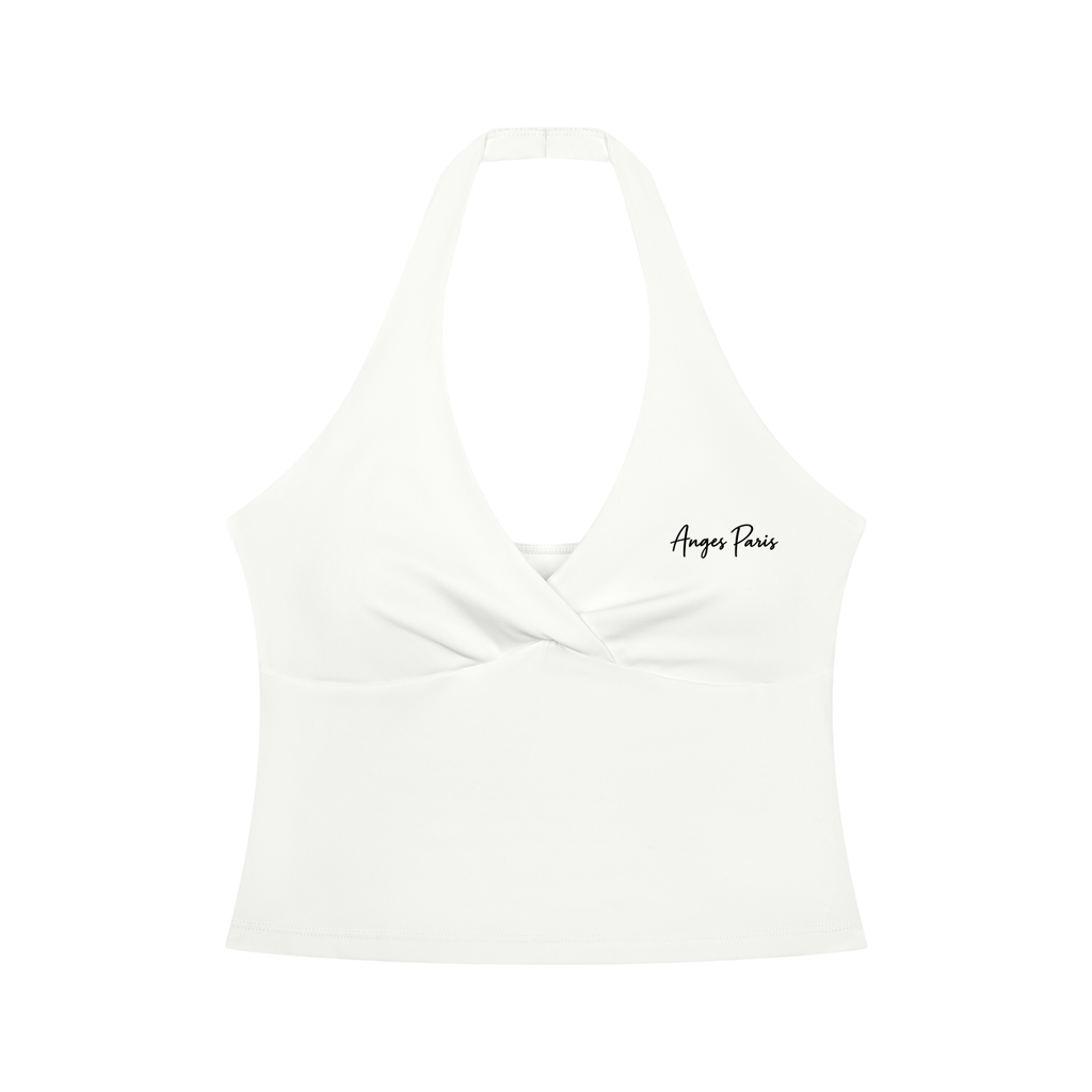 AP Ruched Halter Tank Top- White