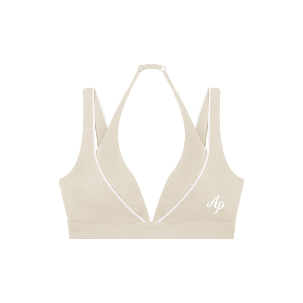 AP Halter Sports Bra- Beige/Wine