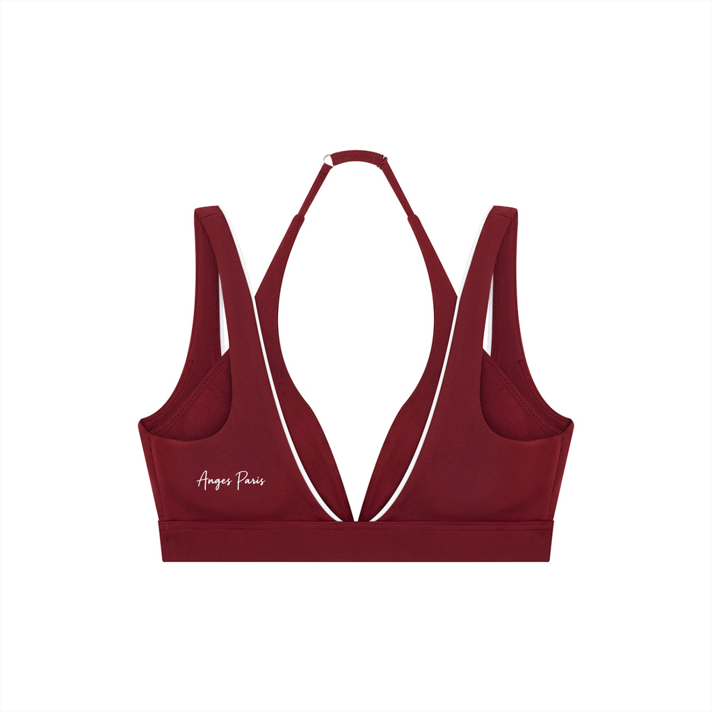 AP Halter Sports Bra- Beige/Wine